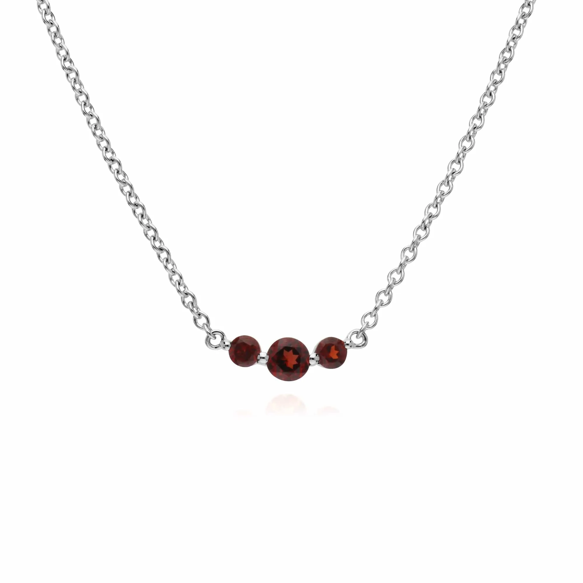 Classic Round Garnet Three Stone Gradient Bracelet & Necklace Set in 925 Sterling Silver sold by Gemondo Jewellery product image thumbnail 2
