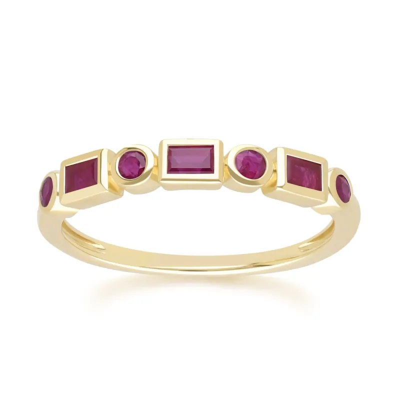 Classic Ruby Eternity Ring in 9ct Yellow Gold sold by Gemondo Jewellery