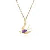 ECFEW™ Creator Amethyst Hummingbird Pendant Necklace in Gold Plated Sterling Silver sold by Gemondo Jewellery