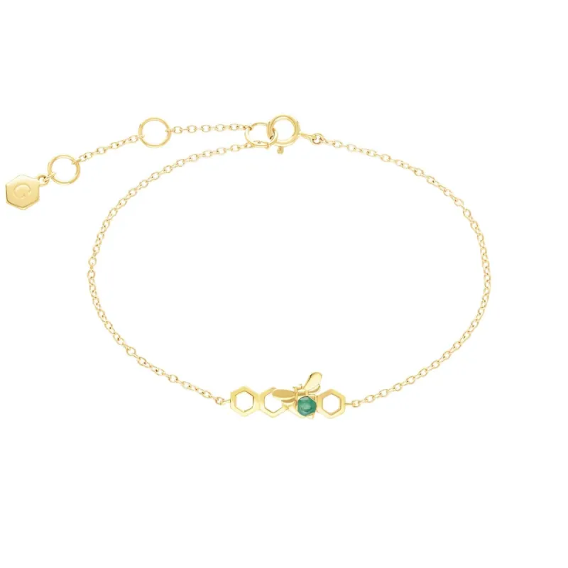 Honeycomb Inspired Emerald Link Bracelet in 9ct Yellow Gold sold by Gemondo Jewellery