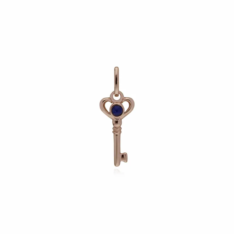 Gemondo Rose Gold Plated Sterling Silver Lapis Lazuli Small Key Charm sold by Gemondo Jewellery