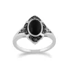 Gemondo 925 Sterling Silver 1.00ct Black Onyx & Marcasite Art Deco Ring sold by Gemondo Jewellery