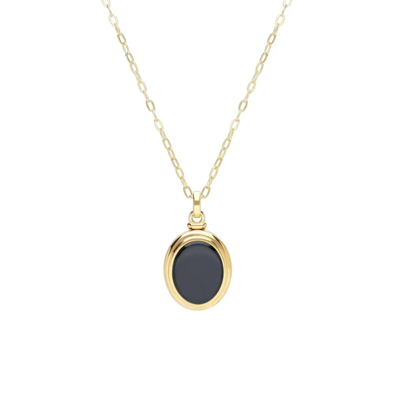 Bona Fide Black Onyx Oval Locket In Yellow Gold Plated Silver sold by Gemondo Jewellery