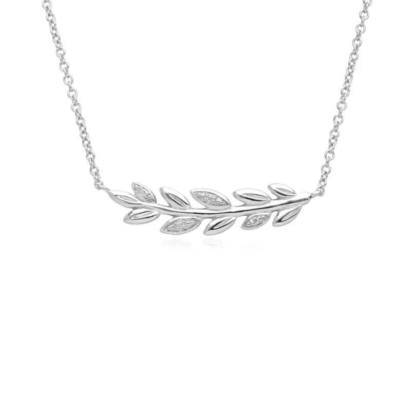 O Leaf Diamond Necklace in 9ct White Gold sold by Gemondo Jewellery