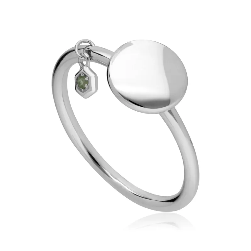Peridot Engravable Ring in Sterling Silver sold by Gemondo Jewellery