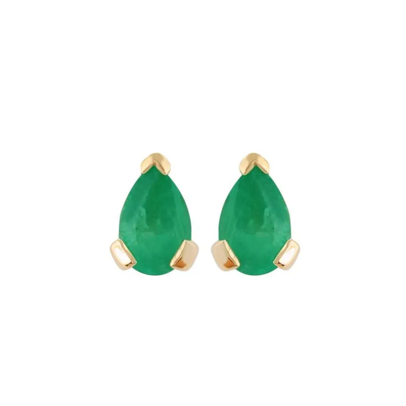 Classic Pear Emerald Stud Earrings in 9ct Yellow Gold sold by Gemondo Jewellery