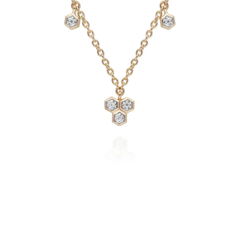 Diamond Geometric Trilogy Chain Necklace in 9ct Yellow Gold sold by Gemondo Jewellery