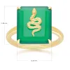 Grand Deco Green Chalcedony Snake Ring in Gold Plated Sterling Silver sold by Gemondo Jewellery