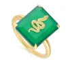Grand Deco Green Chalcedony Snake Ring in Gold Plated Sterling Silver sold by Gemondo Jewellery