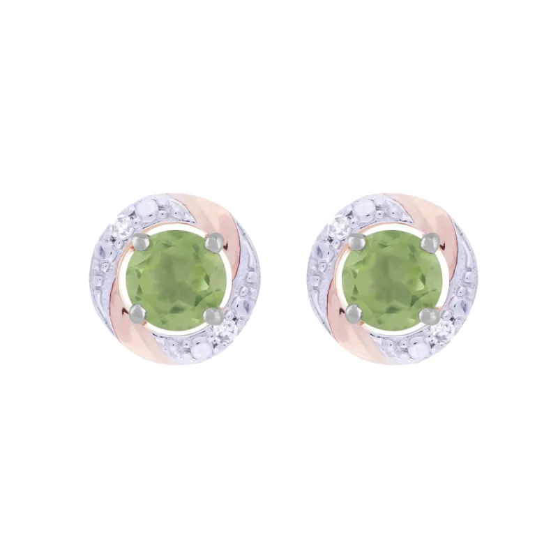 Classic Round Peridot Stud Earrings with Detachable Diamond Round Earrings Jacket Set in 9ct White Gold sold by Gemondo Jewellery