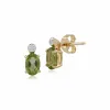 Classic Oval Peridot & Diamond Stud Earrings in 9ct Yellow Gold sold by Gemondo Jewellery