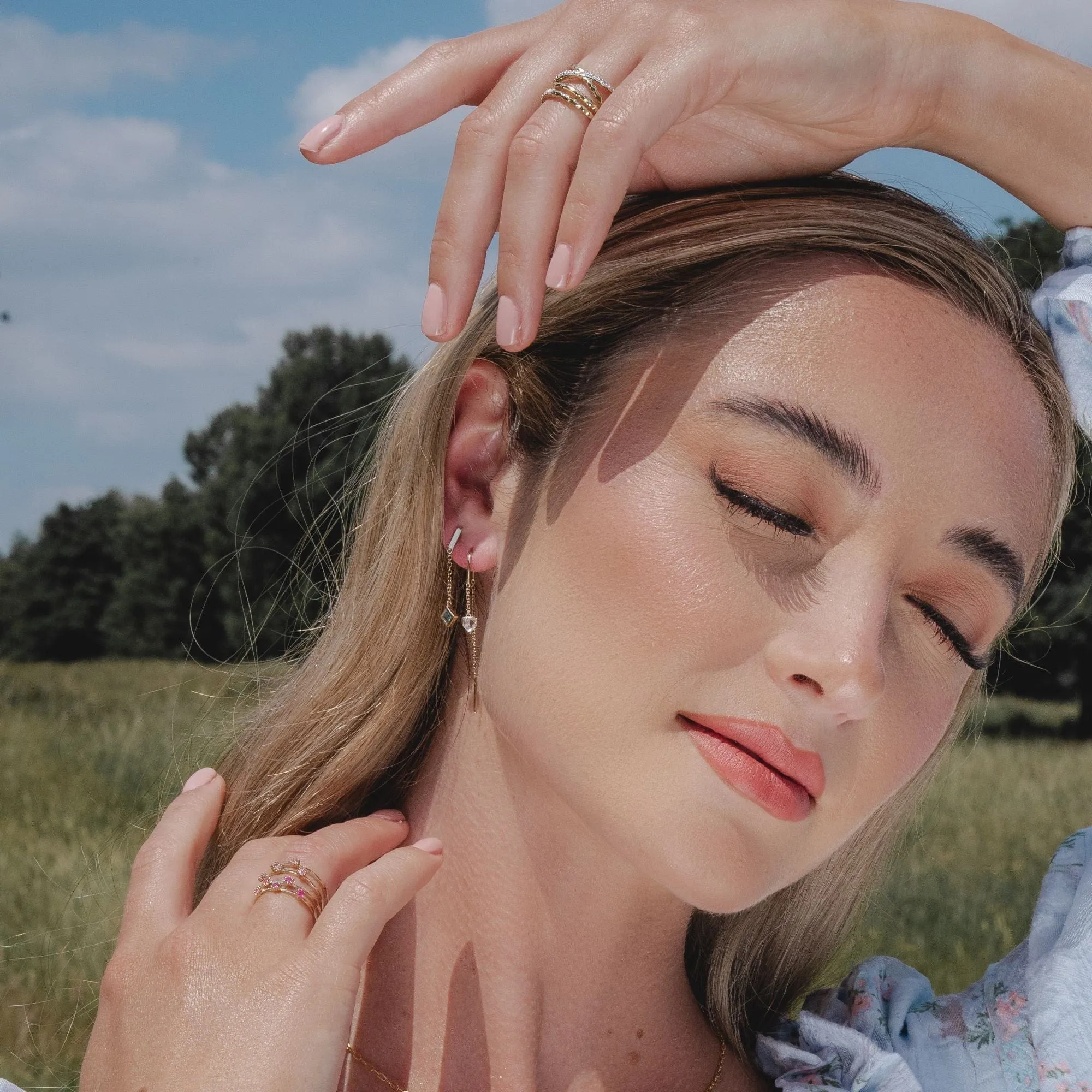 Diamond Pavé Hammered Crossover Ring in 9ct Yellow Gold sold by Gemondo Jewellery product image thumbnail 4