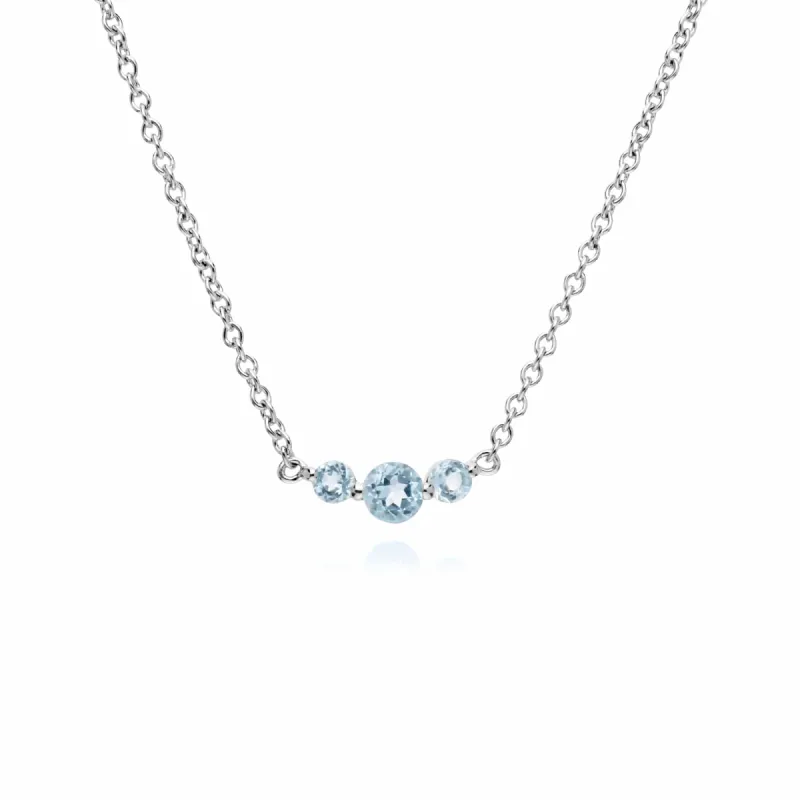 Gemondo Sterling Silver Three Stone Blue Topaz Round Gradient 45cm Necklace sold by Gemondo Jewellery