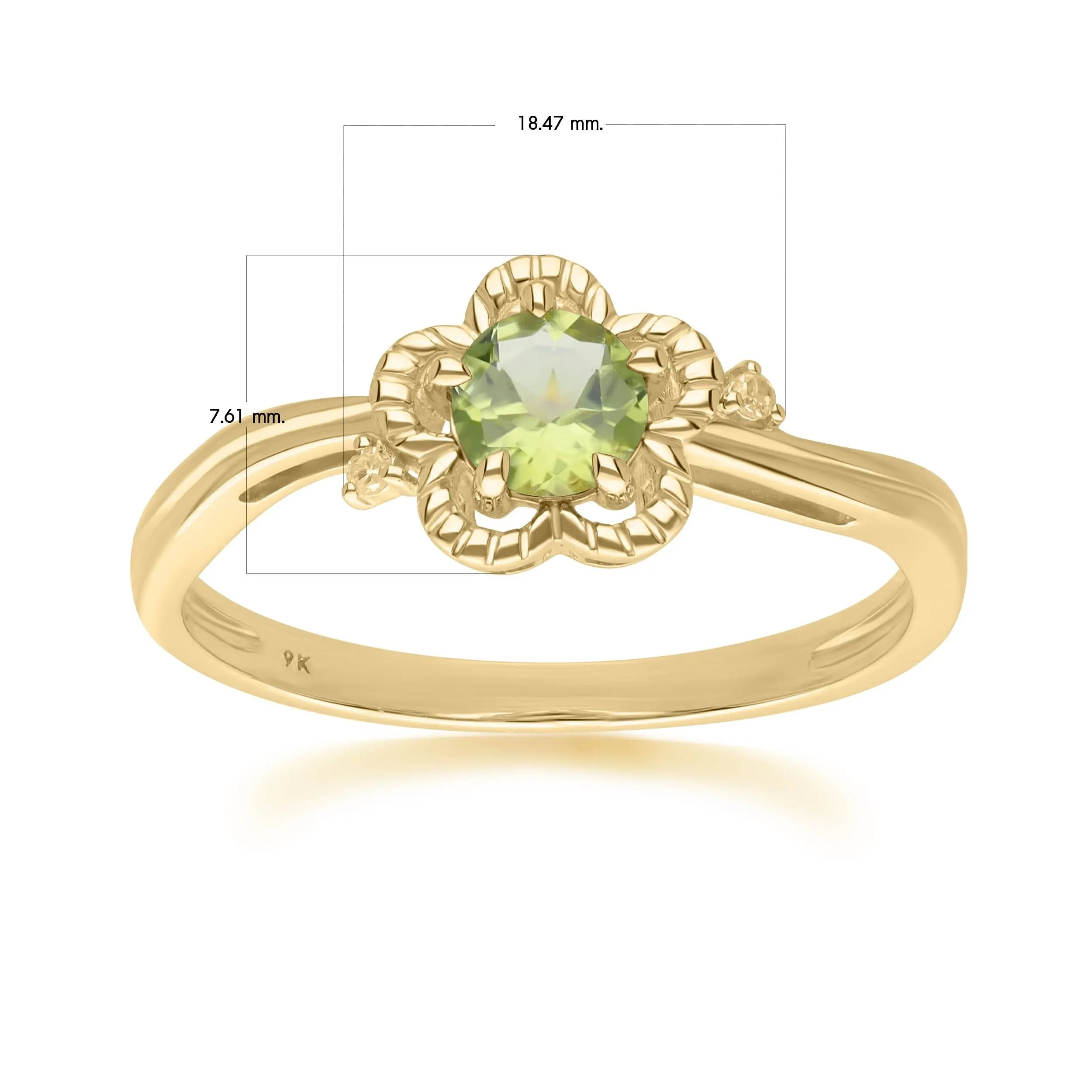 Floral Round Peridot & Diamond Ring in 9ct Yellow Gold sold by Gemondo Jewellery product image thumbnail 3