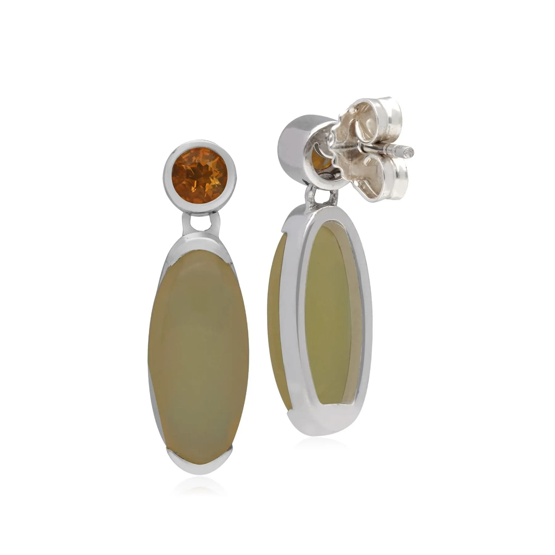 Kosmos Opal & Citrine Oval Shaped Drop Earrings in Sterling Silver sold by Gemondo Jewellery