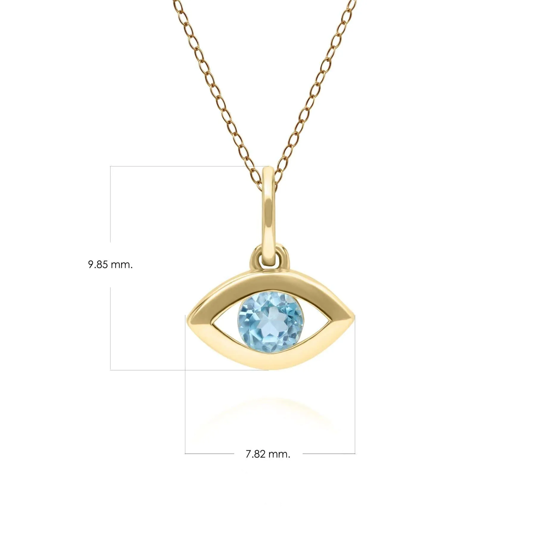 ECFEW™ Dainty Evil Eye Blue Topaz Pendant in 9ct Yellow Gold sold by Gemondo Jewellery product image thumbnail 3