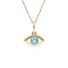 ECFEW™ Dainty Evil Eye Blue Topaz Pendant in 9ct Yellow Gold sold by Gemondo Jewellery