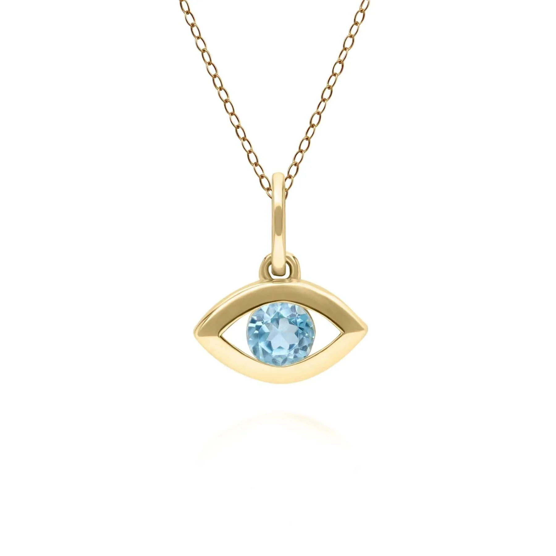 ECFEW™ Dainty Evil Eye Blue Topaz Pendant in 9ct Yellow Gold sold by Gemondo Jewellery