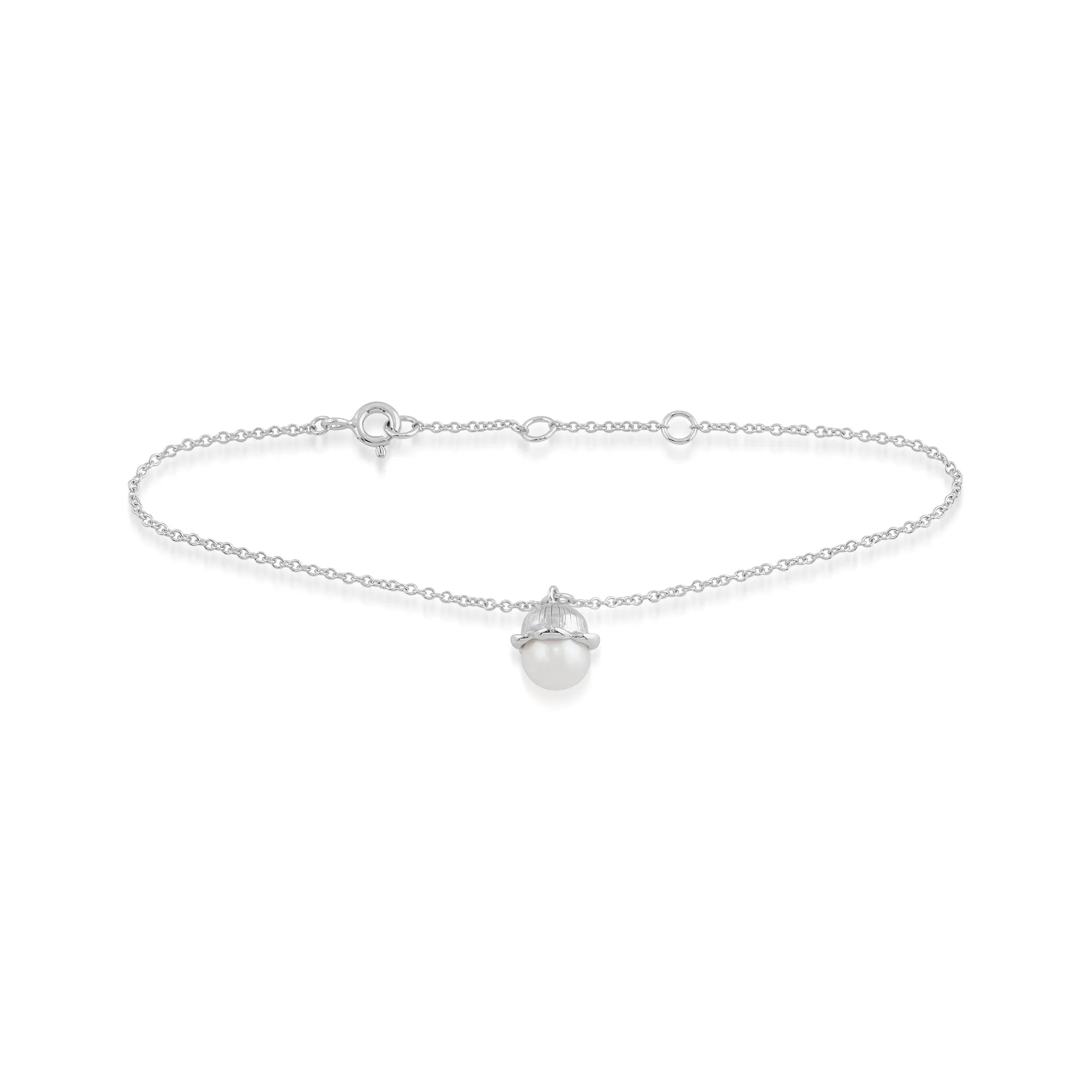 Floral Pearl Lily Single Stone Bracelet in 925 Sterling Silver sold by Gemondo Jewellery product image thumbnail 2