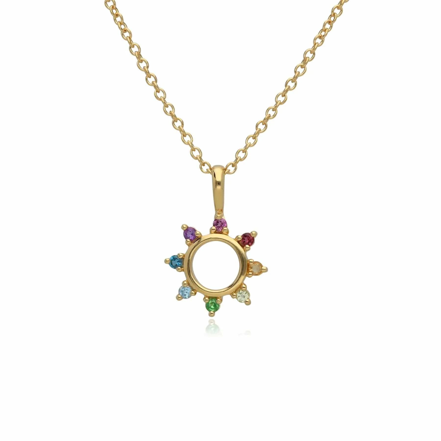 Rainbow Sunburst Necklace in Gold Plated Sterling Silver sold by Gemondo Jewellery
