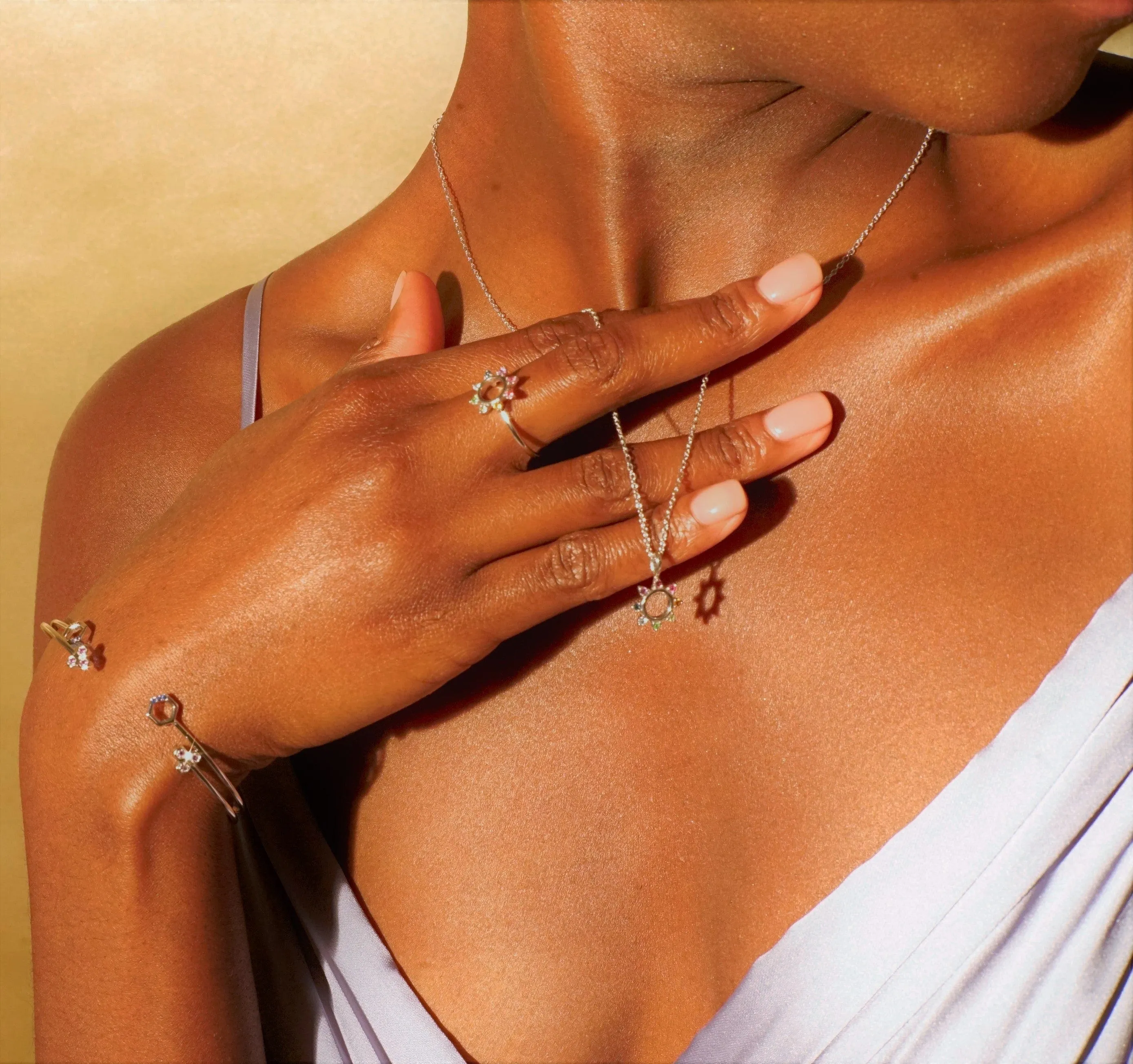 Rainbow Sunburst Necklace in Gold Plated Sterling Silver sold by Gemondo Jewellery product image thumbnail 3