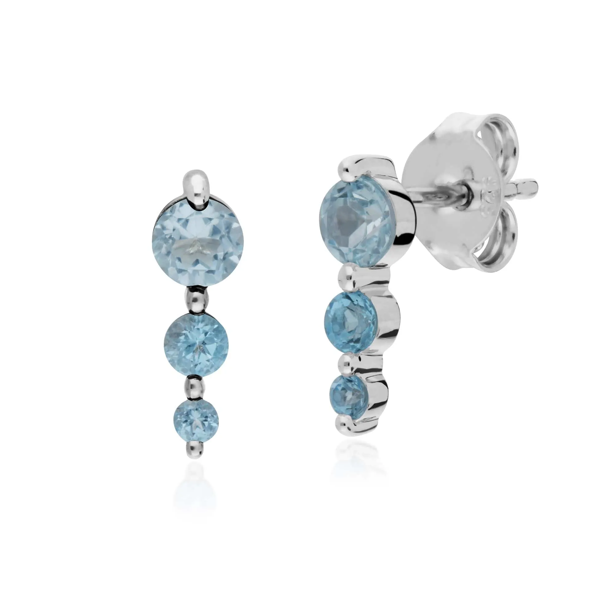 Gemondo Sterling Silver Three Stone Blue Topaz Round Gradient Earring sold by Gemondo Jewellery