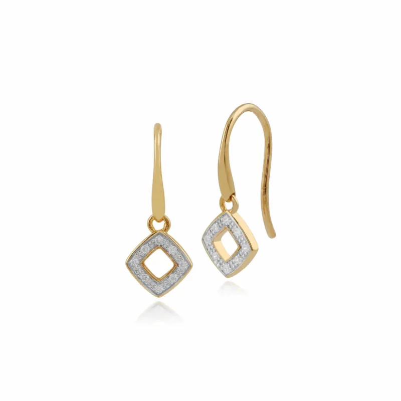 Gemondo 9ct Yellow Gold 6pt Diamond Square Drop Earrings sold by Gemondo Jewellery