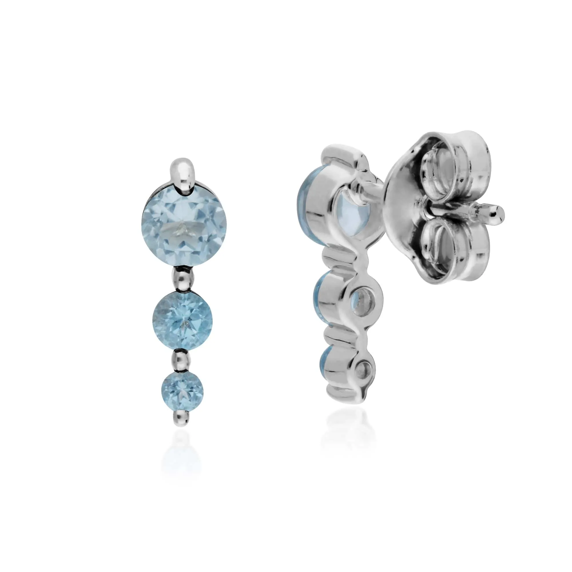 Gemondo Sterling Silver Three Stone Blue Topaz Round Gradient Earring sold by Gemondo Jewellery product image thumbnail 2