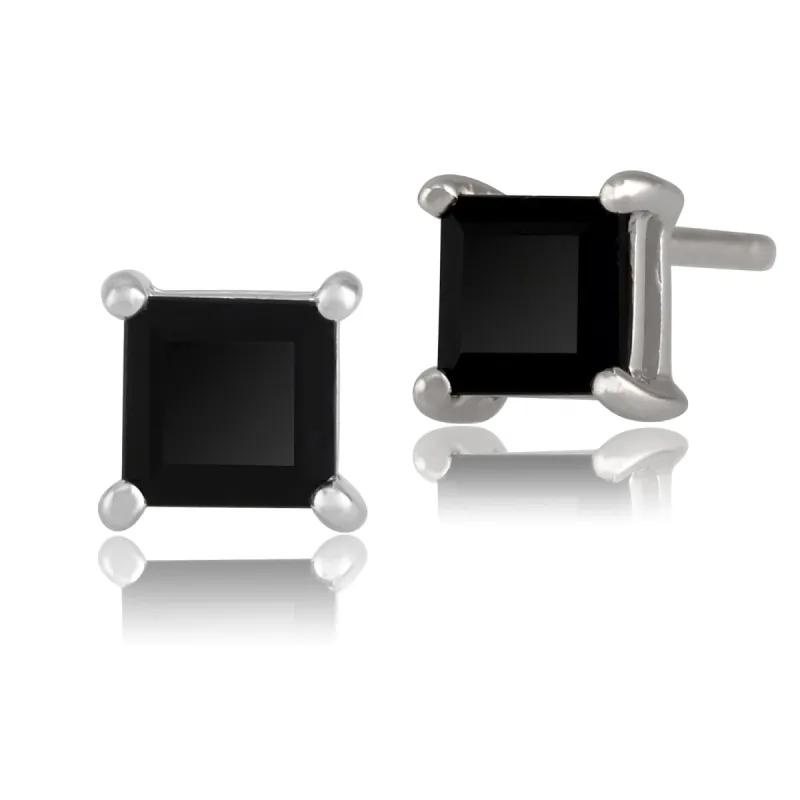 Classic Square Sapphire Stud Earrings in 9ct White Gold 4mm sold by Gemondo Jewellery