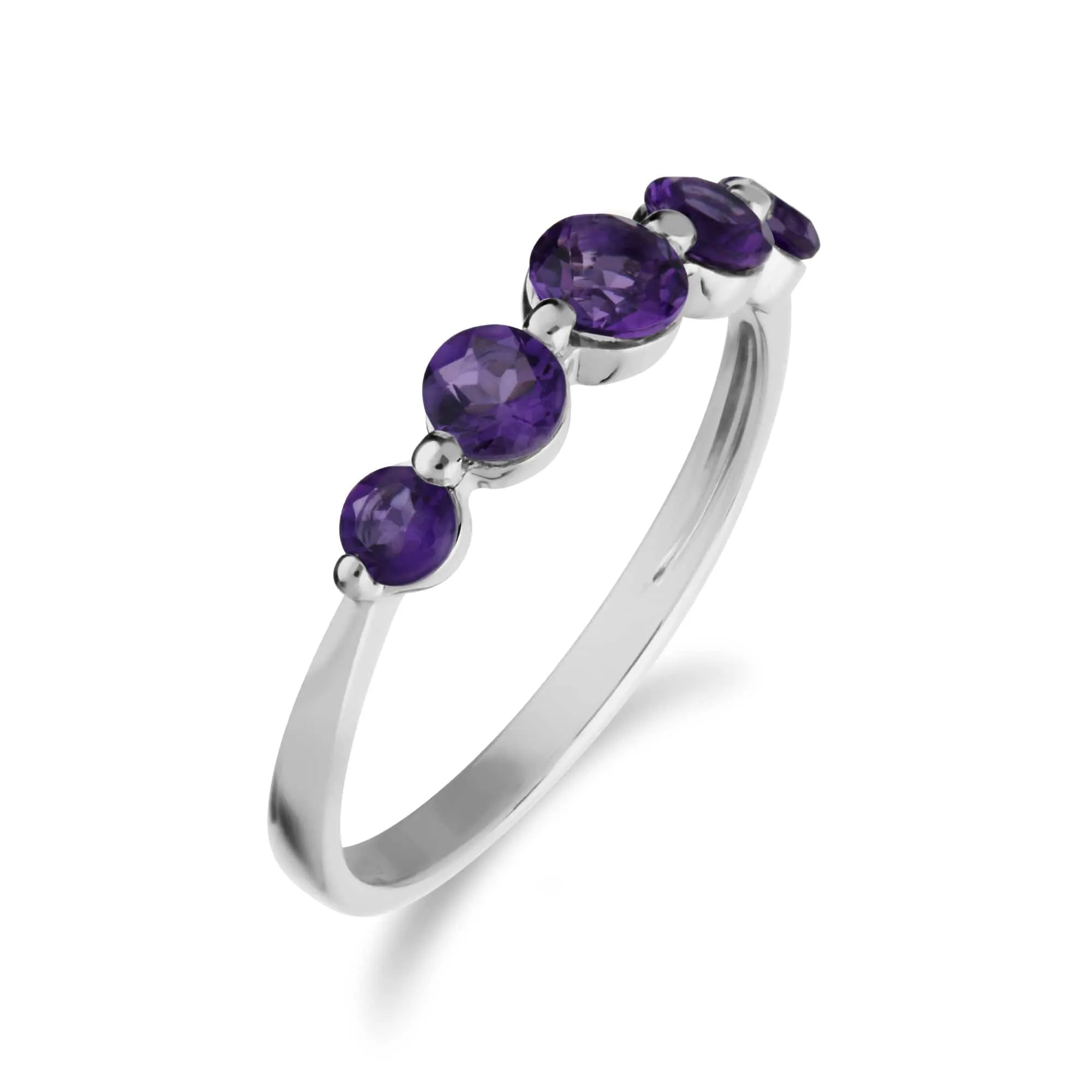 Essential Round Amethyst Five Stone Gradient Ring in 925 Sterling Silver sold by Gemondo Jewellery product image thumbnail 2