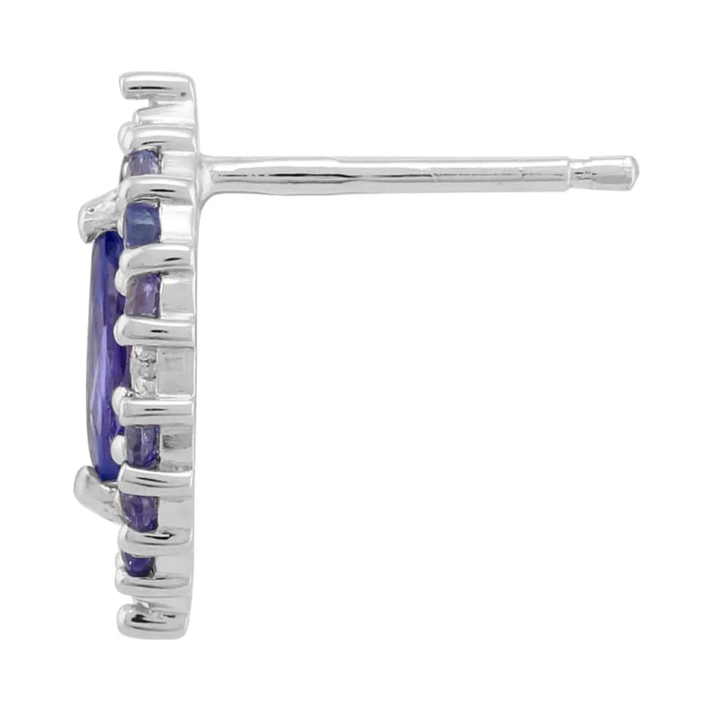 Sterling Silver 0.79ct Natural Tanzanite & 3.2pt Diamond Cluster Stud Earrings sold by Gemondo Jewellery product image thumbnail 2