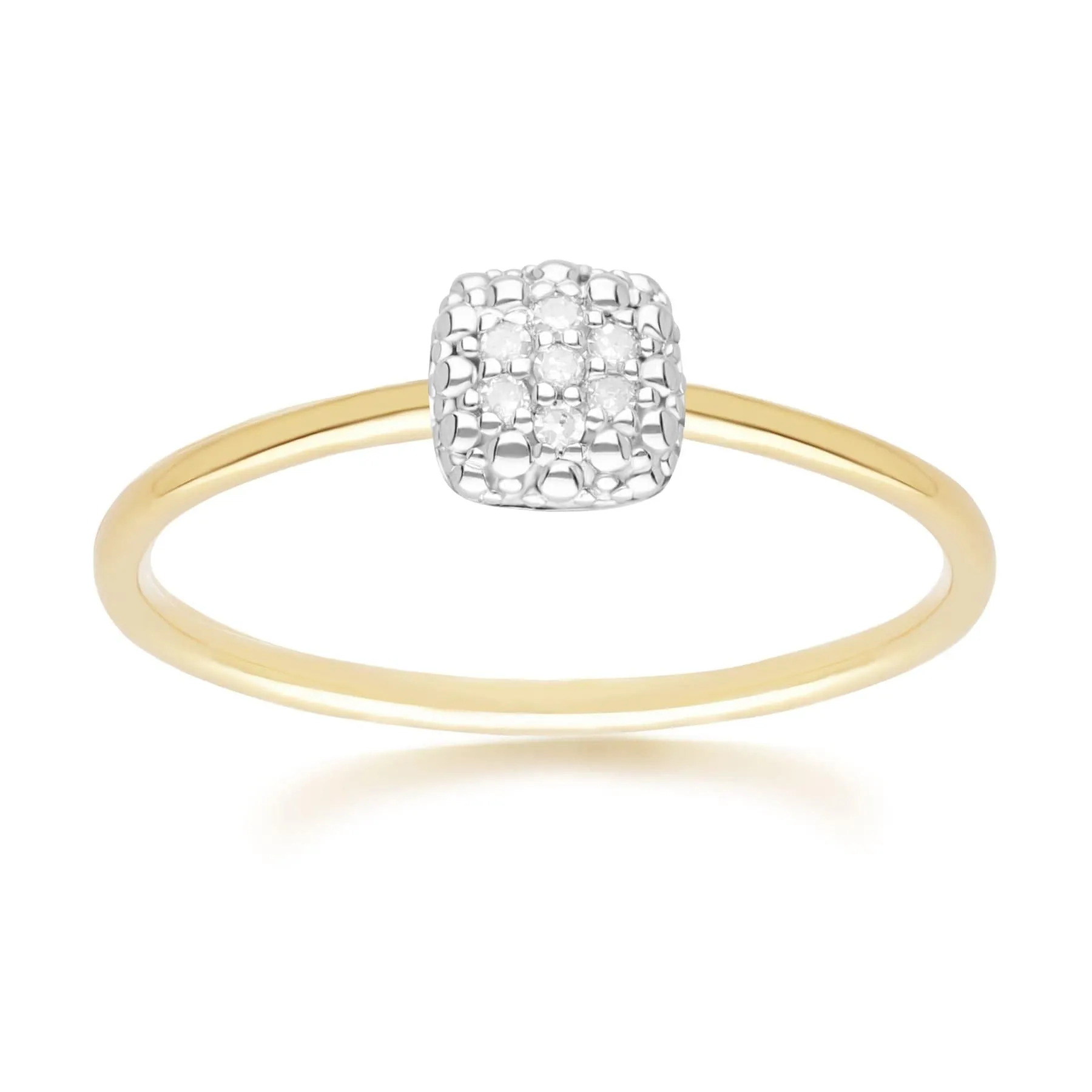 Diamond Pave Square Ring 9ct Yellow Gold sold by Gemondo Jewellery