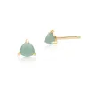 Classic Trillion Green Jade Triangle Stud Earrings in 9ct Yellow Gold sold by Gemondo Jewellery