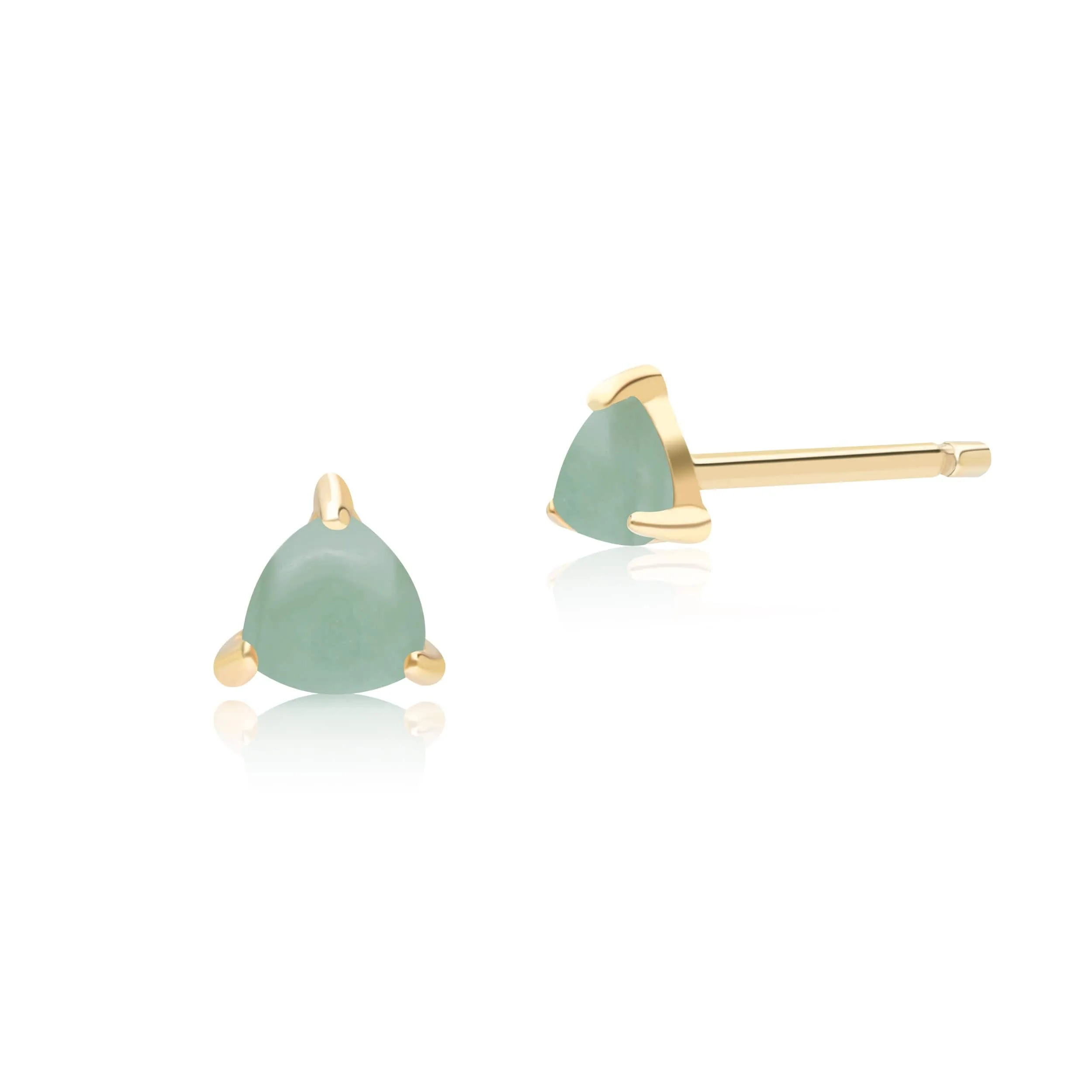 Classic Trillion Green Jade Triangle Stud Earrings in 9ct Yellow Gold sold by Gemondo Jewellery