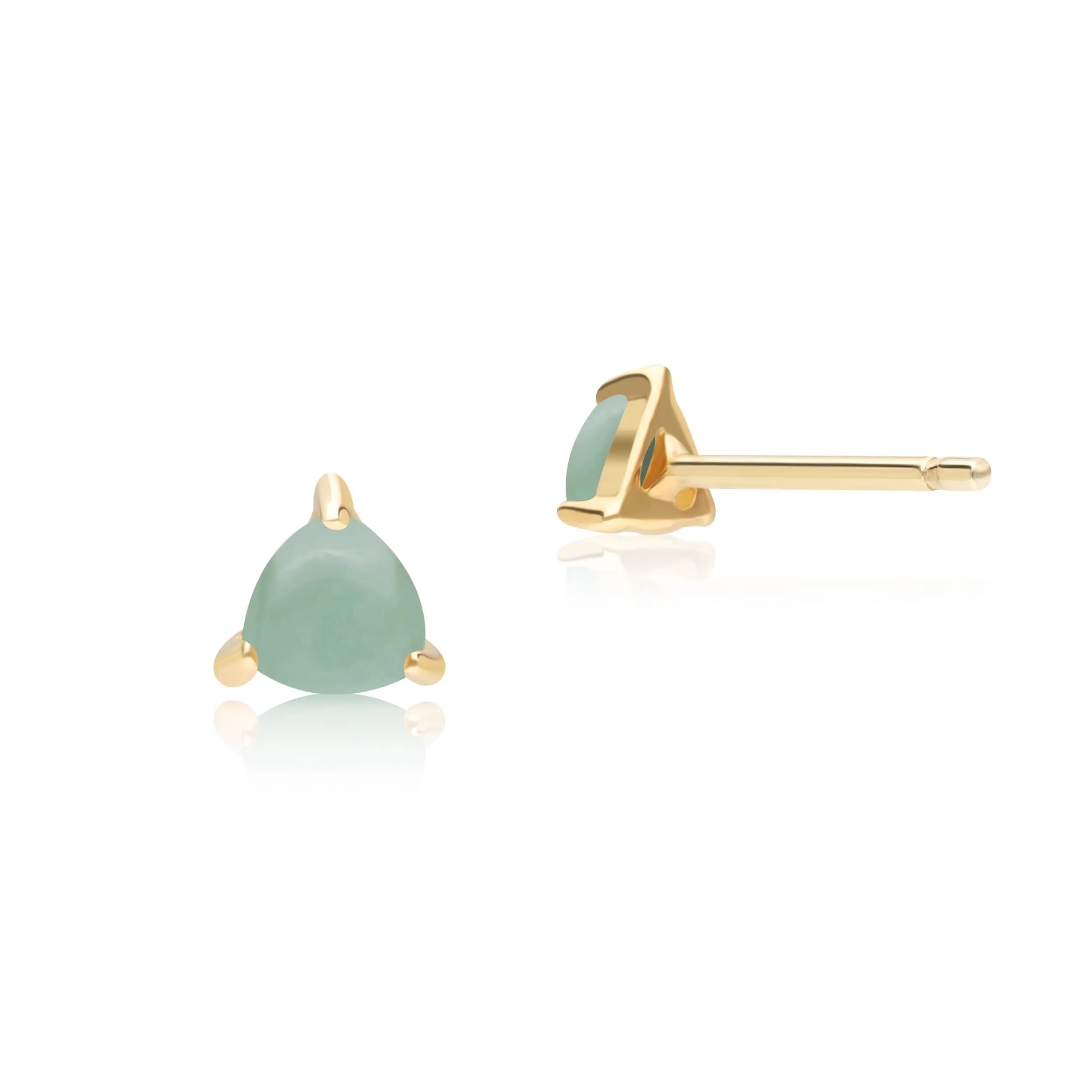 Classic Trillion Green Jade Triangle Stud Earrings in 9ct Yellow Gold sold by Gemondo Jewellery product image thumbnail 2