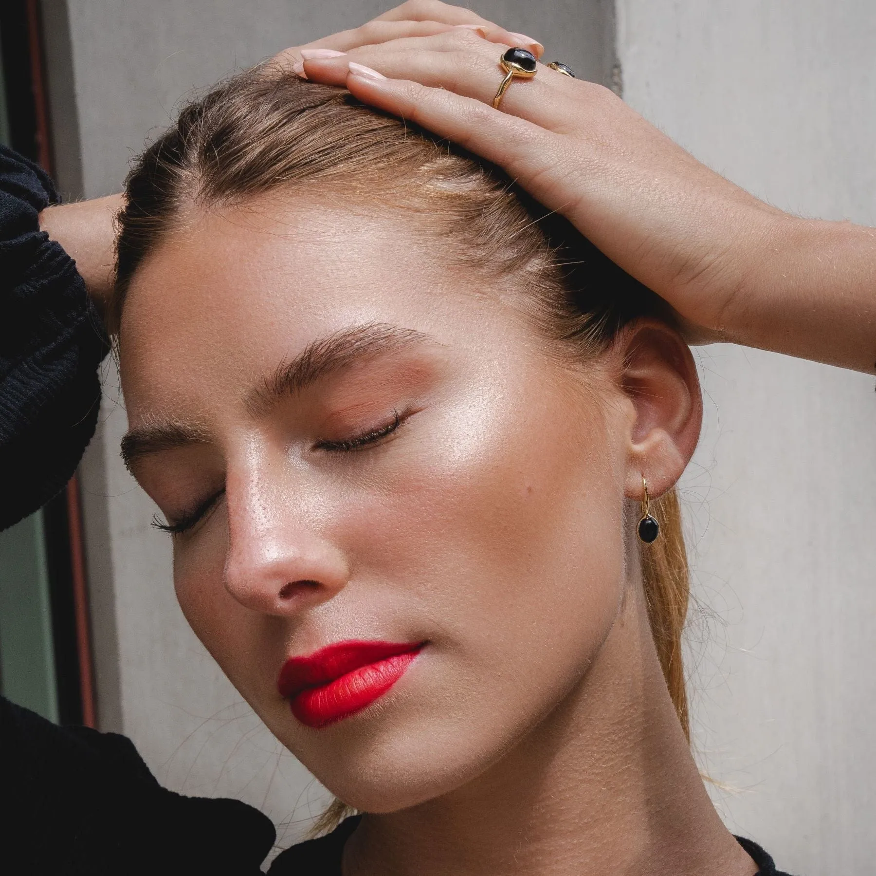 Irregular B Gem Black Onyx & Diamond Ring In Yellow Gold Plated Silver sold by Gemondo Jewellery product image thumbnail 3