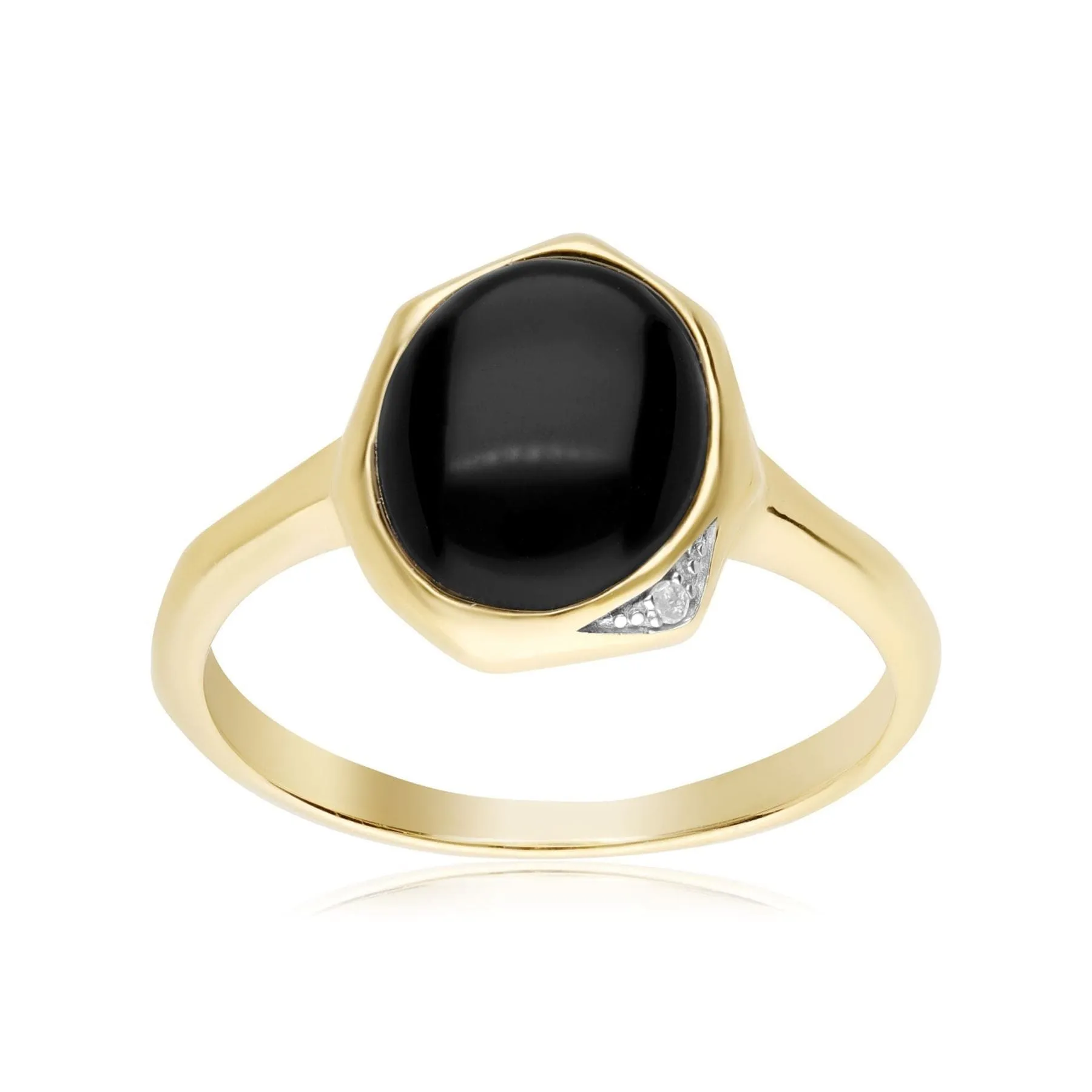 Irregular B Gem Black Onyx & Diamond Ring In Yellow Gold Plated Silver sold by Gemondo Jewellery product image thumbnail 4