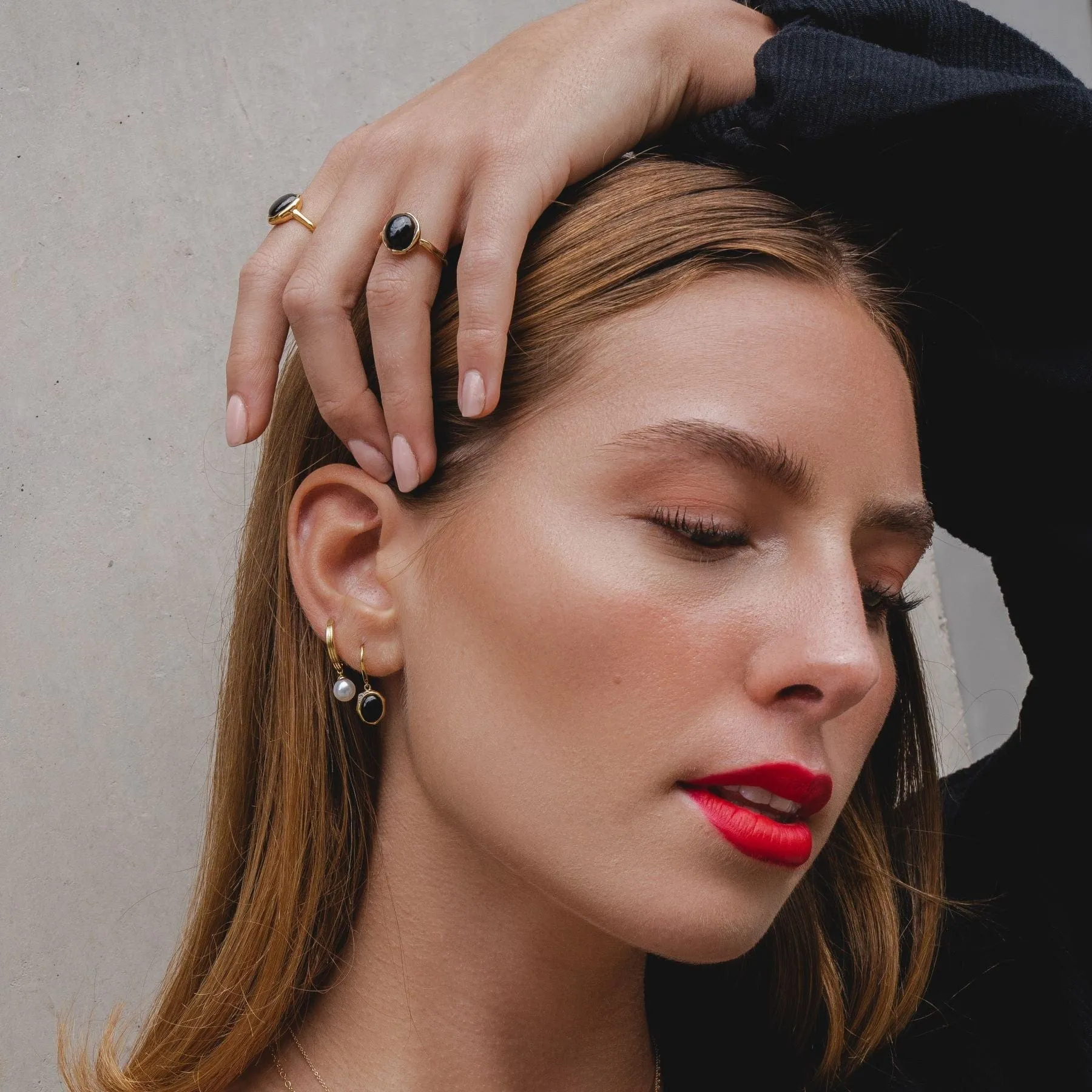 Irregular B Gem Black Onyx & Diamond Ring In Yellow Gold Plated Silver sold by Gemondo Jewellery product image thumbnail 2