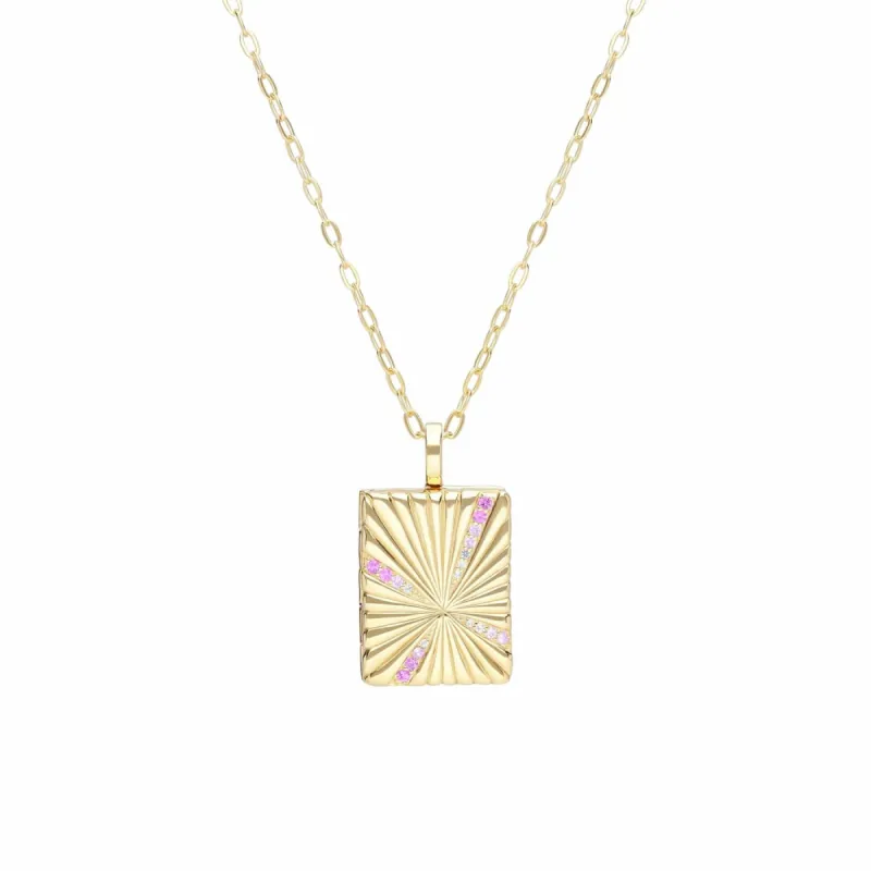 Bona Fide White Topaz & Pink Sapphire Locket In Yellow Gold Plated Silver sold by Gemondo Jewellery