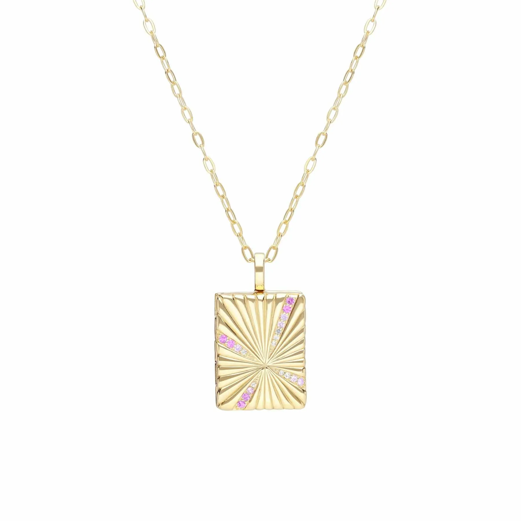 Bona Fide White Topaz & Pink Sapphire Locket In Yellow Gold Plated Silver sold by Gemondo Jewellery