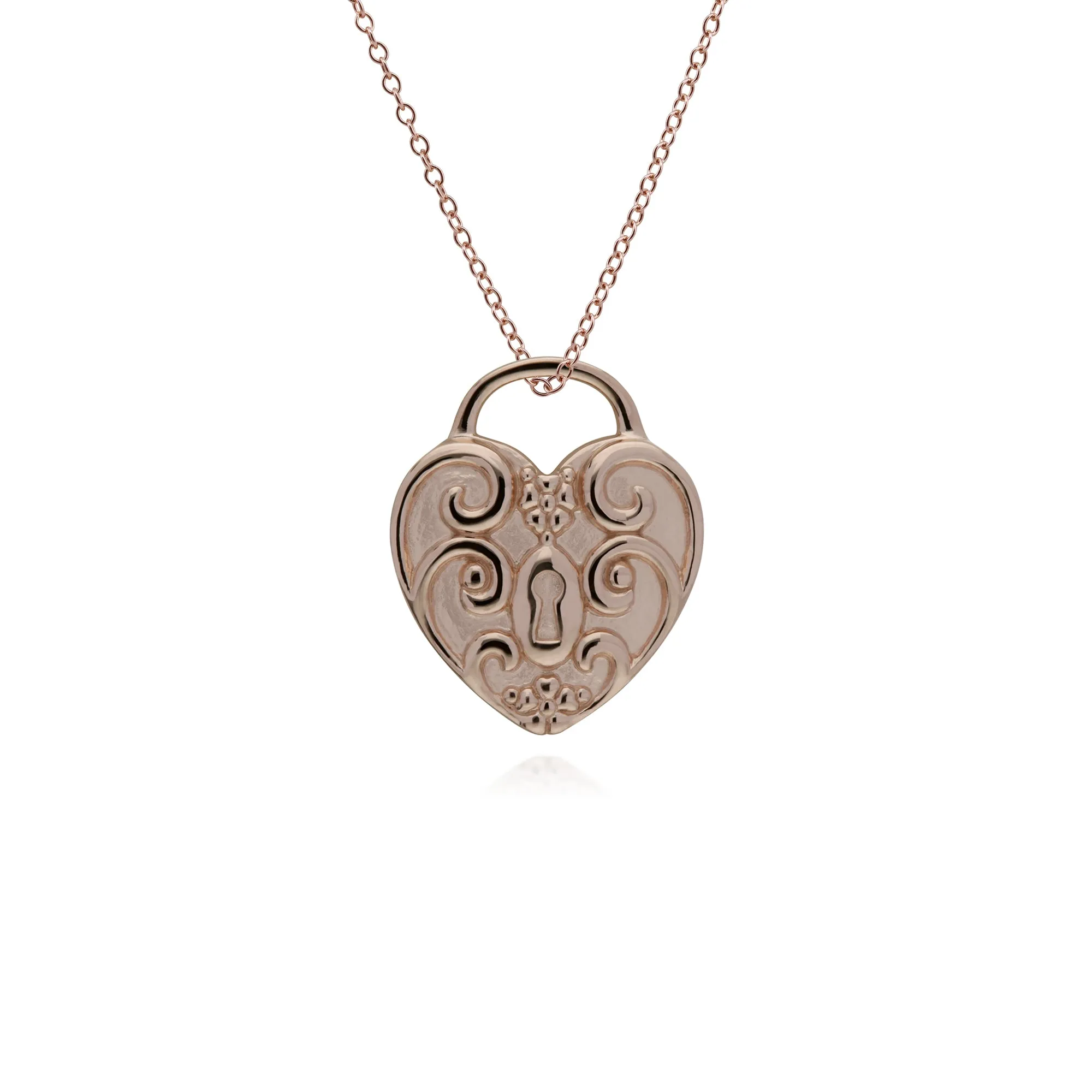 Classic Heart Lock Pendant & Rainbow Moonstone Charm in Rose Gold Plated 925 Sterling Silver sold by Gemondo Jewellery product image thumbnail 3