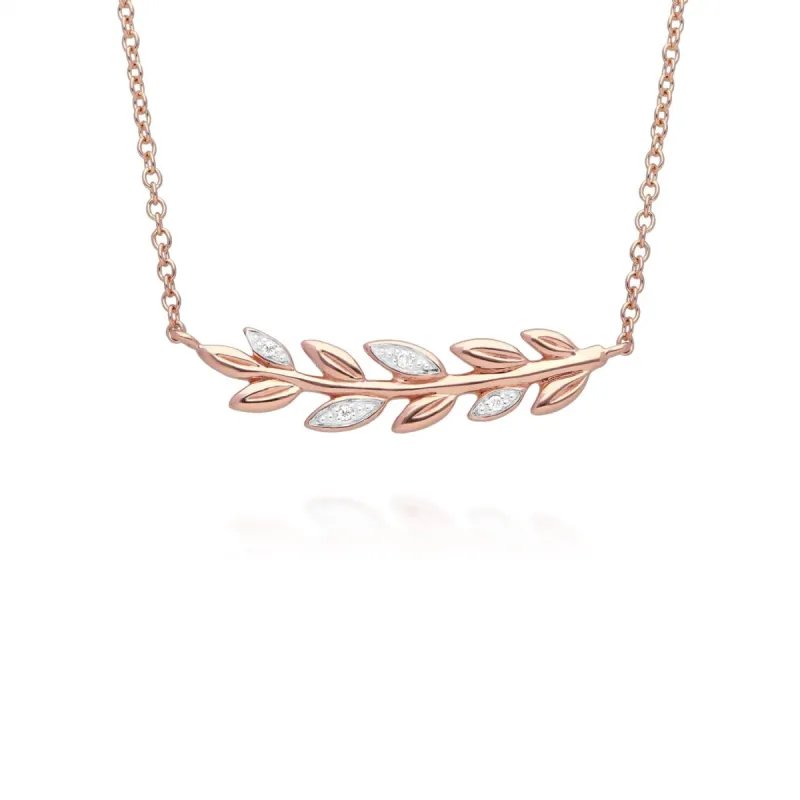 O Leaf Diamond Necklace in 9ct Rose Gold sold by Gemondo Jewellery