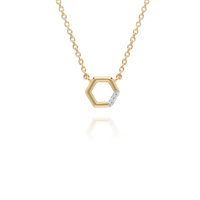 Diamond Hexagon Necklace in 9ct Yellow Gold sold by Gemondo Jewellery
