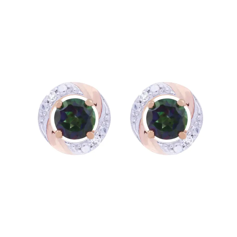 Classic Round Mystic Topaz Stud Earrings with Detachable Diamond Round Earrings Jacket Set in 9ct Rose Gold sold by Gemondo Jewellery