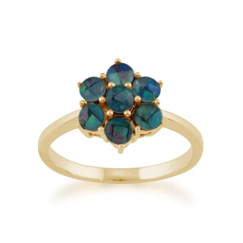 Gemondo 9ct Yellow Gold 0.56ct Triplet Opal Floral Ring sold by Gemondo Jewellery
