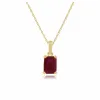 Classic Ruby Baguette Pendant In 9ct Gold sold by Gemondo Jewellery