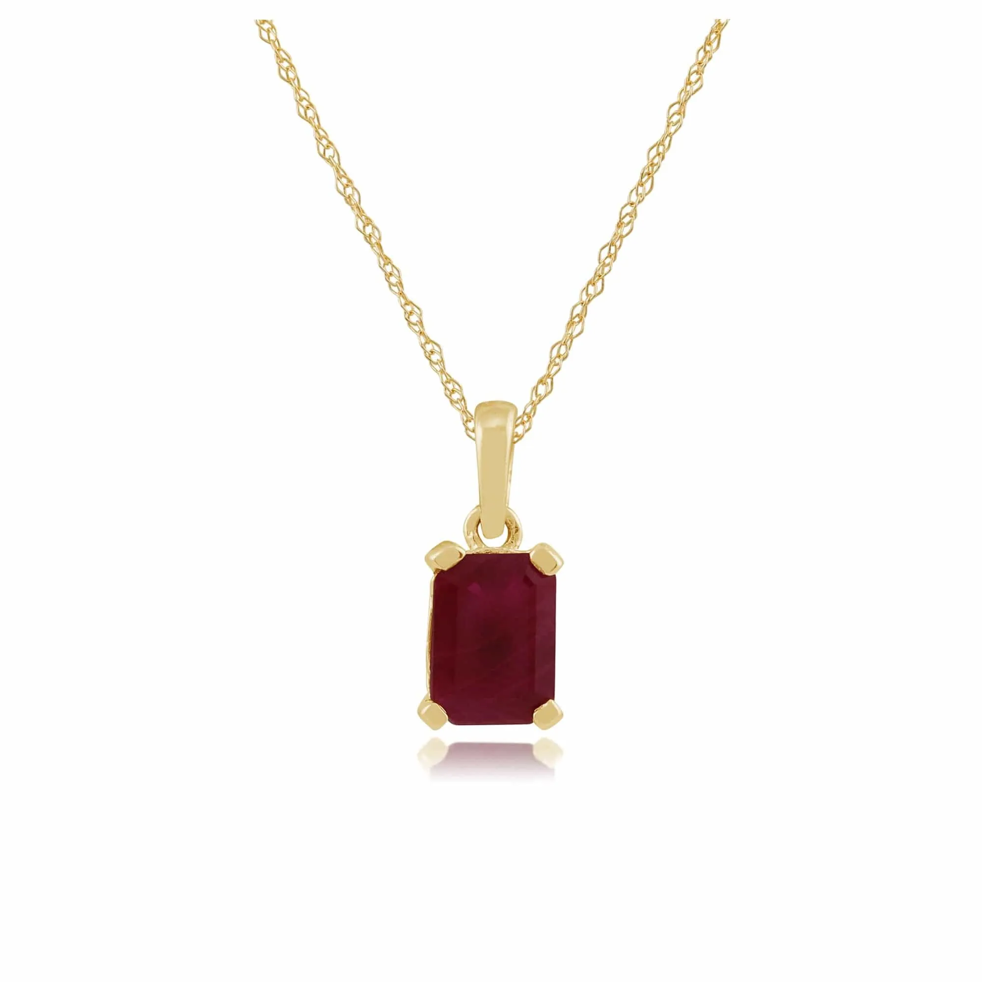 Classic Ruby Baguette Pendant In 9ct Gold sold by Gemondo Jewellery