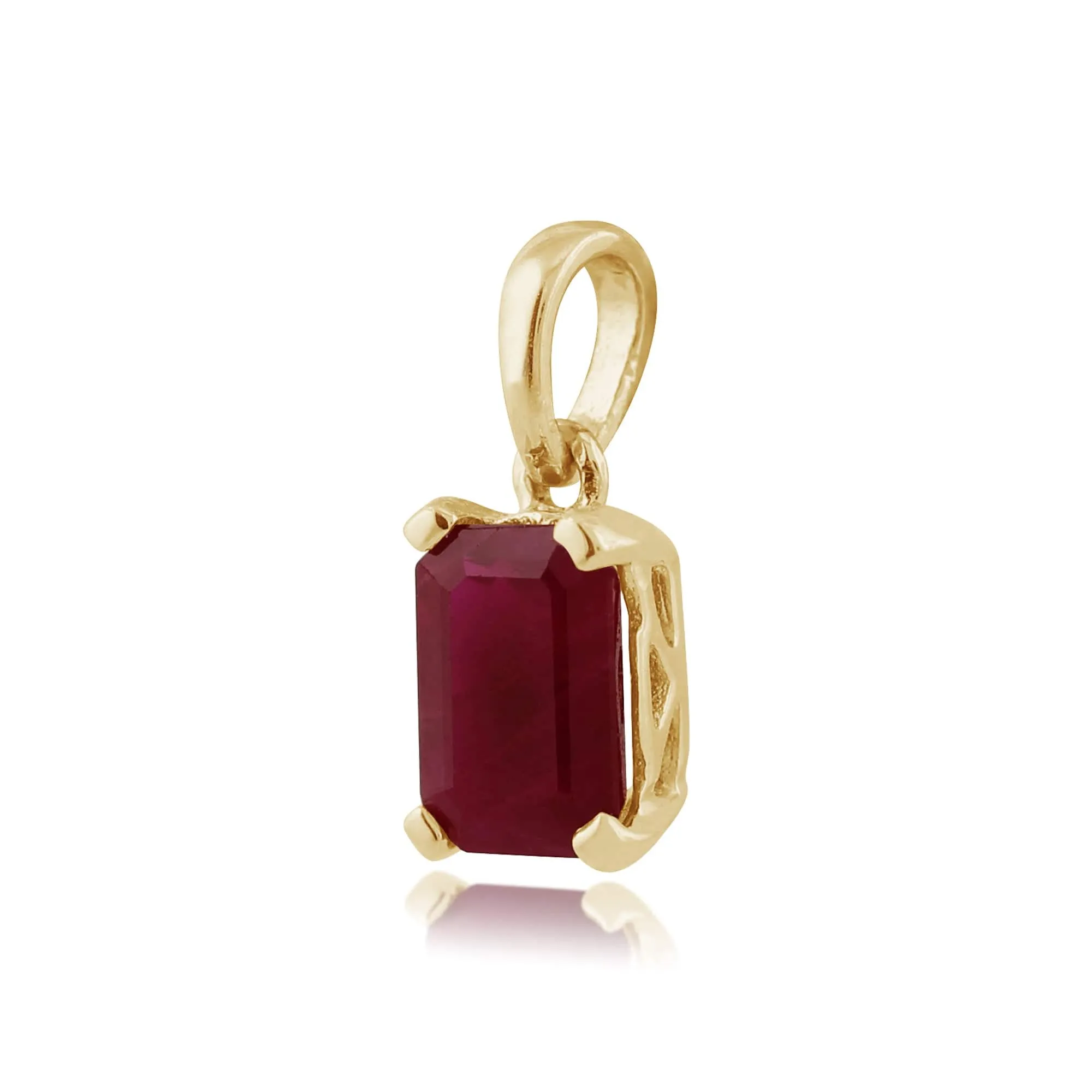 Classic Ruby Baguette Pendant In 9ct Gold sold by Gemondo Jewellery product image thumbnail 3