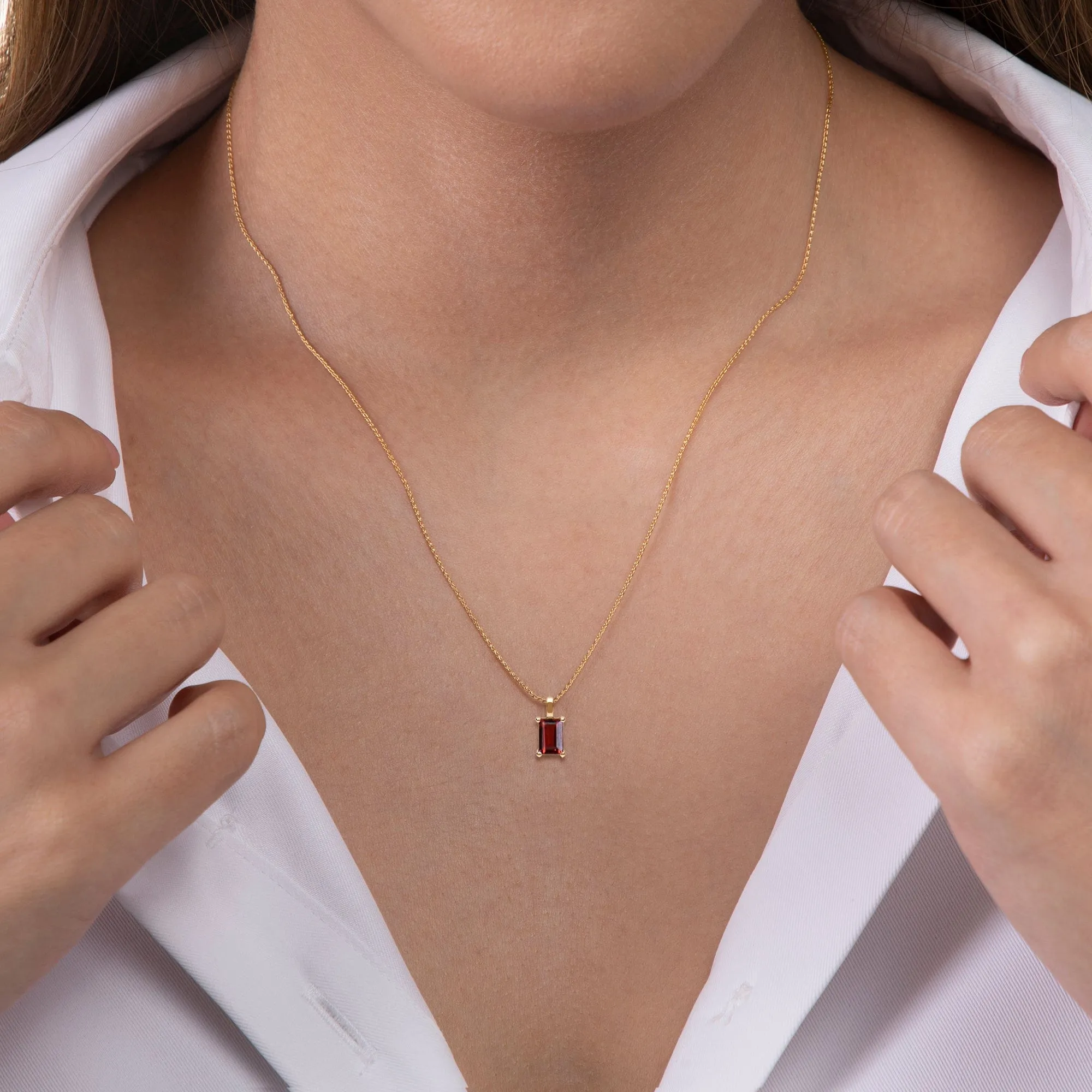 Classic Ruby Baguette Pendant In 9ct Gold sold by Gemondo Jewellery product image thumbnail 2