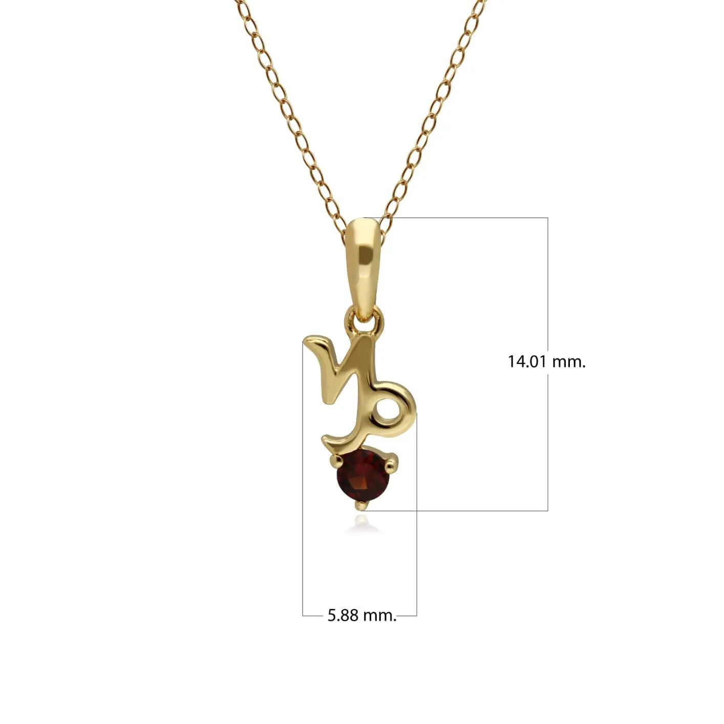 Garnet Capricorn Zodiac Charm Necklace in 9ct Yellow Gold sold by Gemondo Jewellery product image thumbnail 3